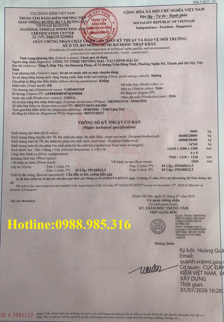 Thông số kỹ thuật móc lùn